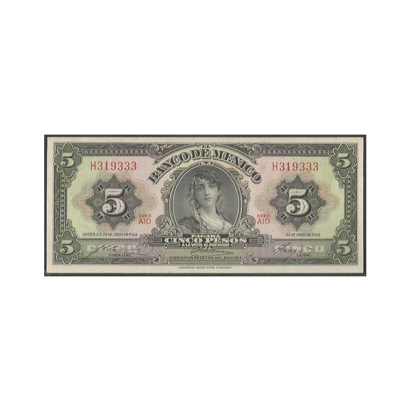 Mexico, 5 Pesos 24 Abr 1963 Serie AIO P60h