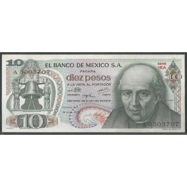 Mexico, 10 Pesos 15 May 1975 Serie 1EA P63h