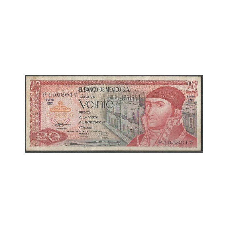 Mexico, 20 Pesos 18 Jul 1973 Serie BF P64b