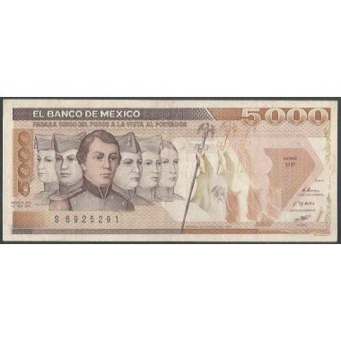 Mexico, 5.000 Pesos 24 Feb 1987 Serie HP P88b