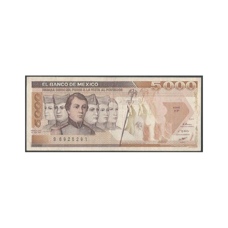 Mexico, 5.000 Pesos 24 Feb 1987 Serie HP P88b