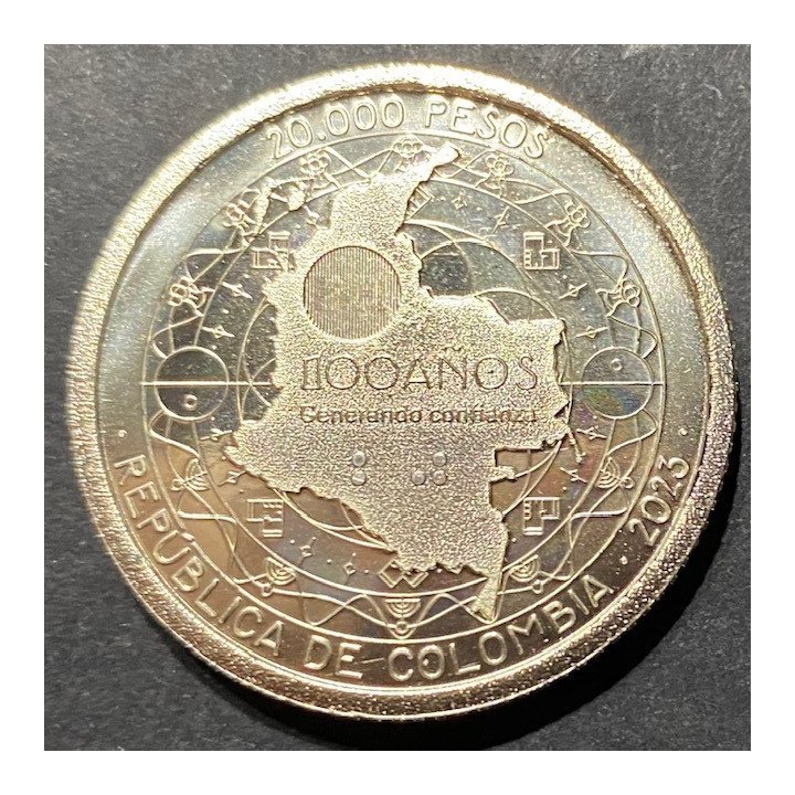 Colombia 20.000 Pesos 2023 100 Años Banco de la Republica reverso