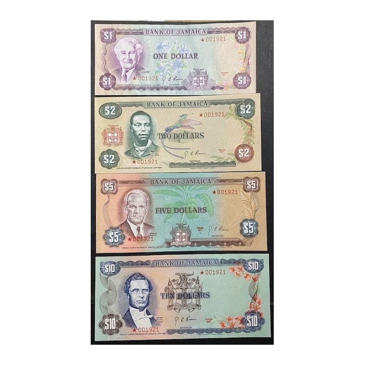 Jamaica 1 2 5 y 10 Dollars L1960 (77) Firma 4 PCS2