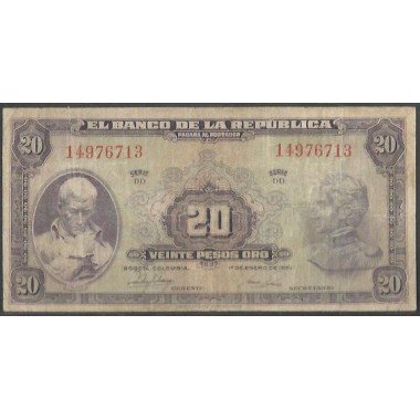 Billete de 20 Pesos 1 Ene 1951 BGW217