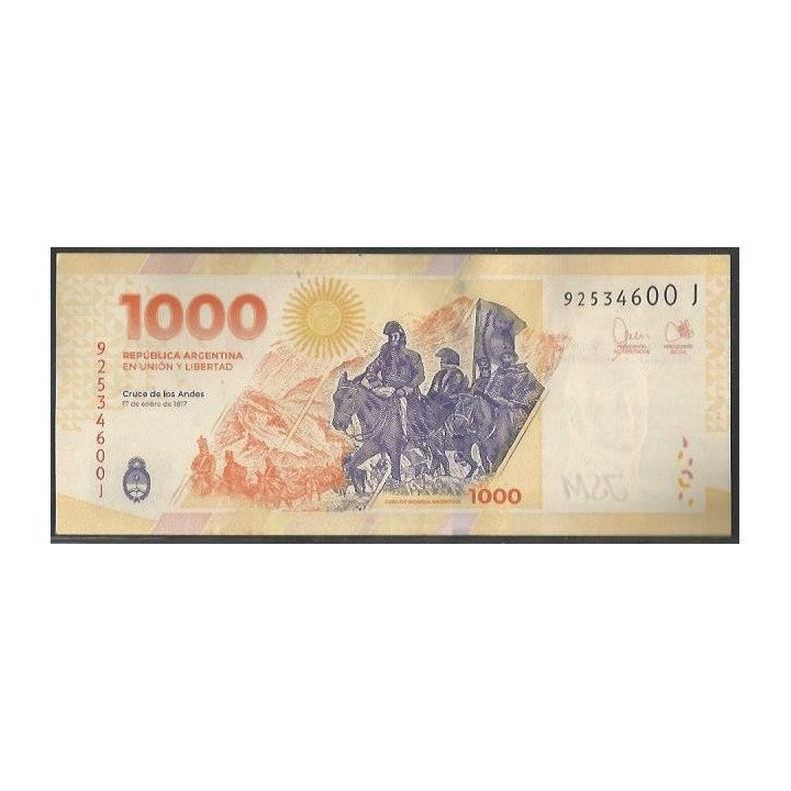 Argentina 1.000 Pesos ND2023 Serie J P367 reverso