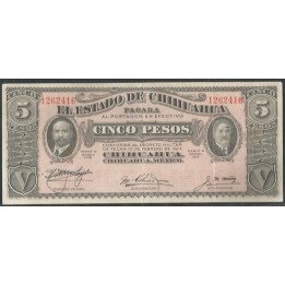 Mexico - El Estado de Chihuahua 5 Pesos Ene 1915 Serie H Ps532c