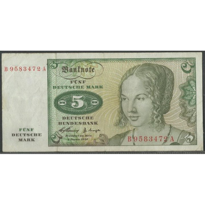Alemania 5 Mark 2 Ene 1960 P18a