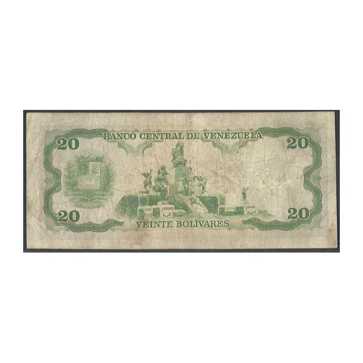 Venezuela 20 Bolivares 31 May 1990 M 8 Dig P63c reverso