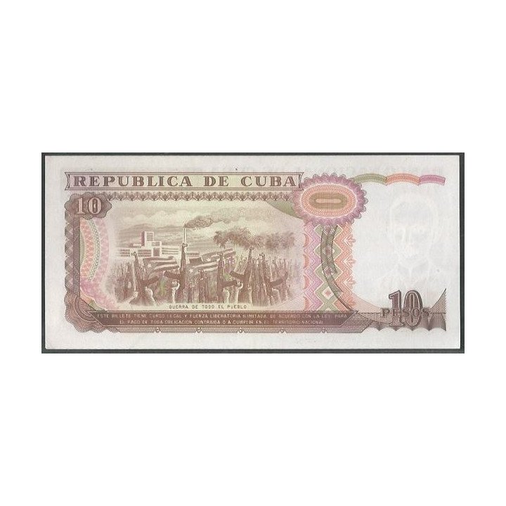 Cuba 10 Pesos 1991 P109a reverso