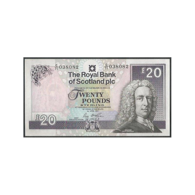 Escosia, 20 Pounds 4 Abr 2017 P354f