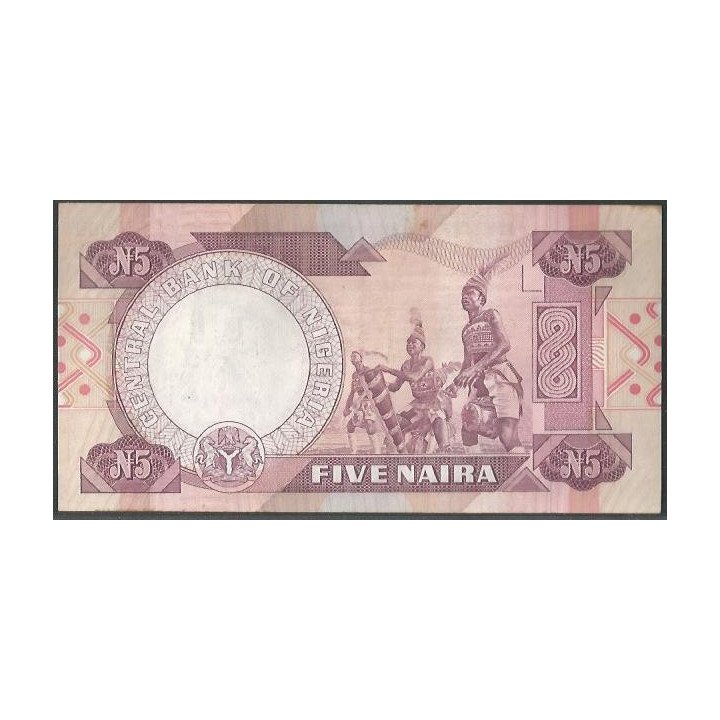 Nigeria 5 Naira ND1984-2000 Firma 7 P24b reverso