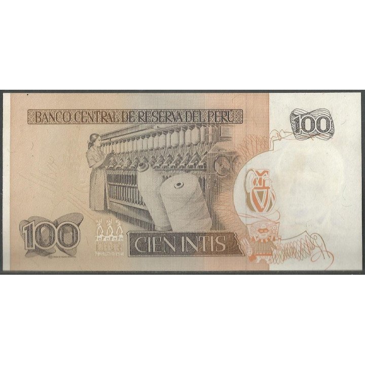 Peru 100 Intis 6 Mar 1986 P132b reverso
