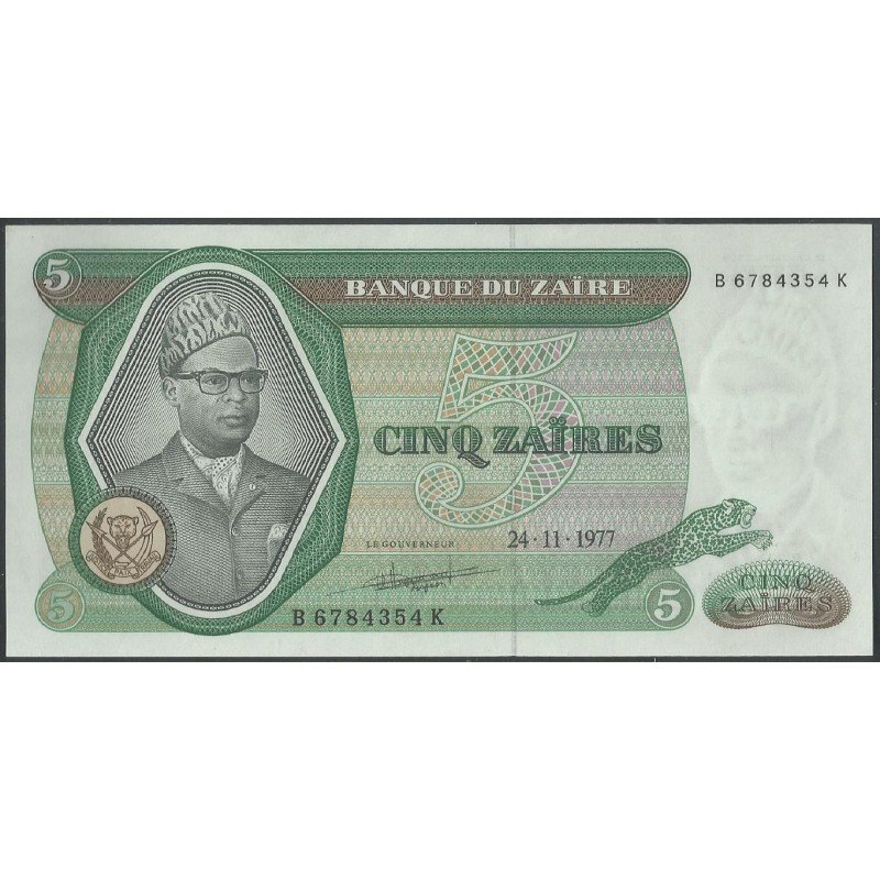 Zaire - Kivu, 5 Zaires 24 Nov 1977 PR3c