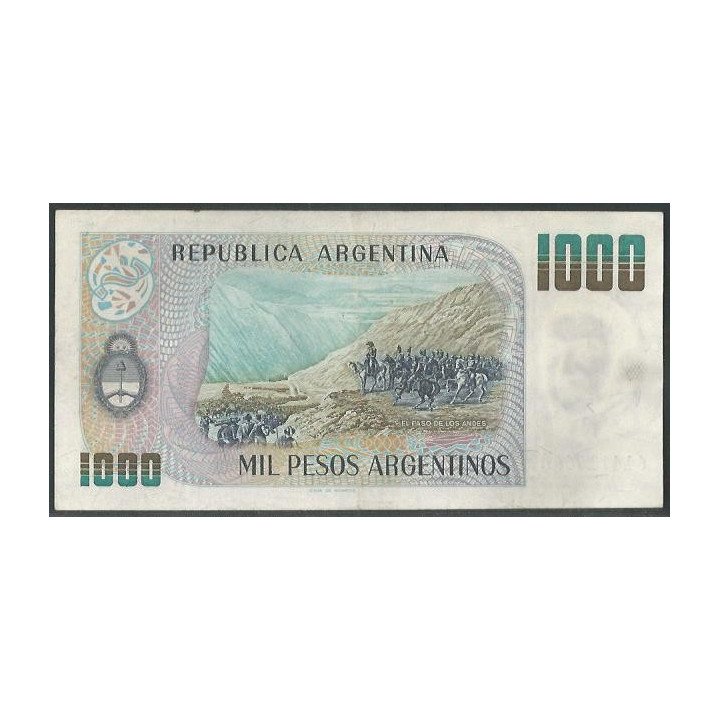 Argentina 1.000 Pesos Argentinos ND1983-5 Serie A P317a reverso