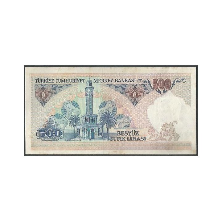 Turkya 500 Liras L1970 (1983) P195 reverso