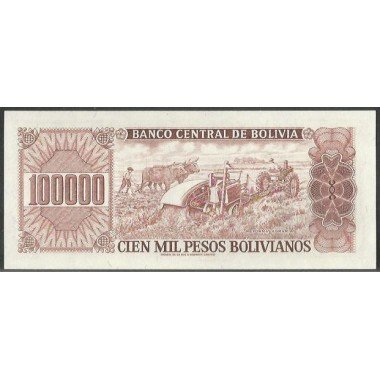 Bolivia, 100.000 Pesos Bolivianos D 5 Jun 1984 Serie B P171a
