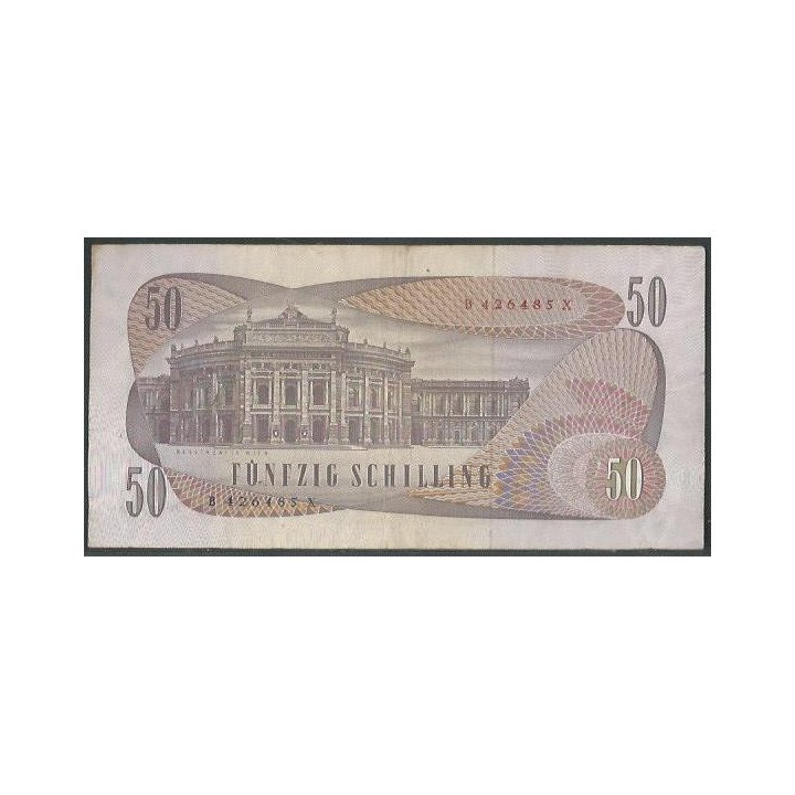 Austria 50 Schilling 2 Ene 1970 P143a reverso