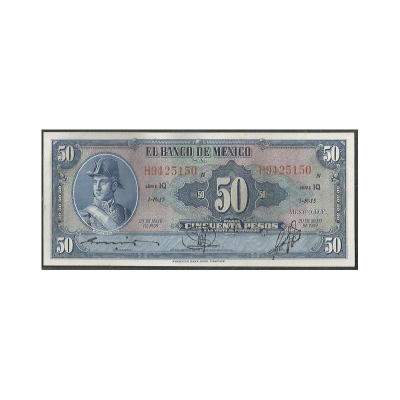 Mexico, 50 Pesos 20 May 1959 Serie IQ P49l