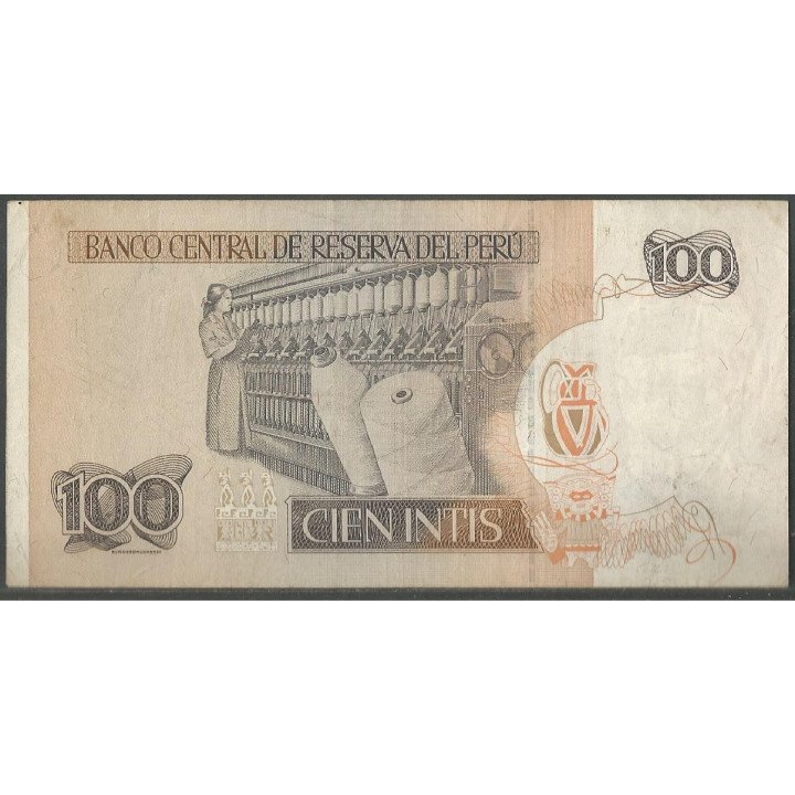 Peru 100 Intis 26 Jun 1987 P133 reverso