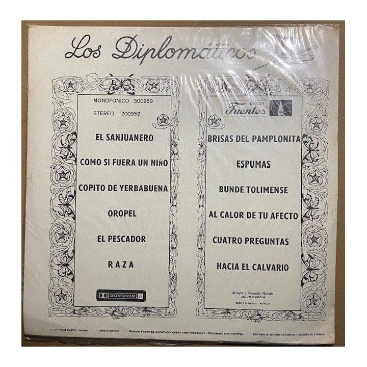 Los Diplomaticos Asi canta Colombia - Colombia 1974 reverso