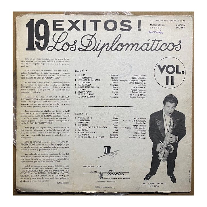 Los Diplomaticos 19 Exitos bailables Vol II - Colombia reverso