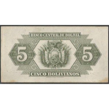 Bolivia, 5 Bolivianos L 20 Jul 1928 Serie H4 P129