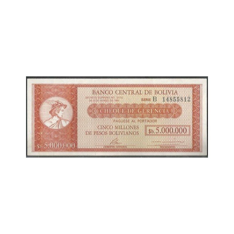 Bolivia, 5.000.000 Bolivianos D1985 Serie B P191a