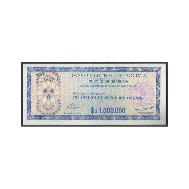 Bolivia, 1.000.000 Bolivianos D1985 Serie L P192C