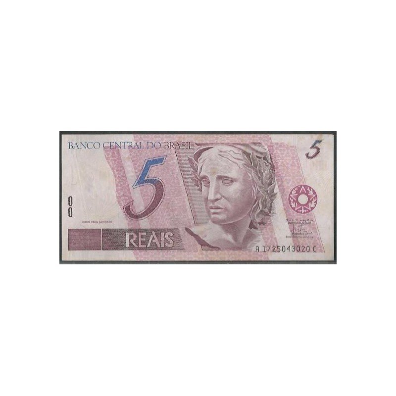 Brasil, 5 Reales ND1997- Firma 38 P244Ab
