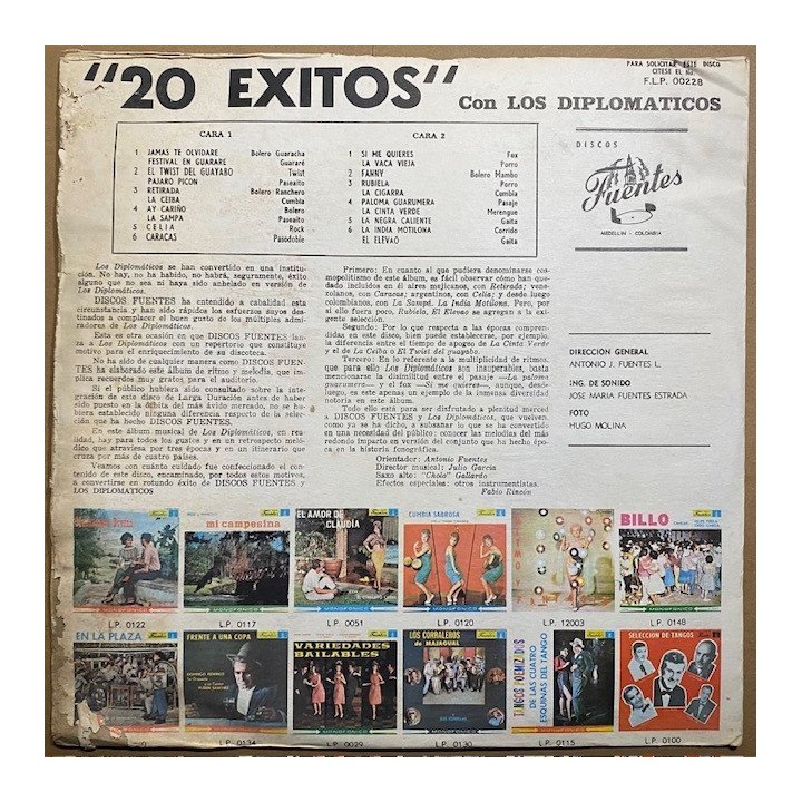Los Diplomaticos 20 Exitos - Colombia reverso