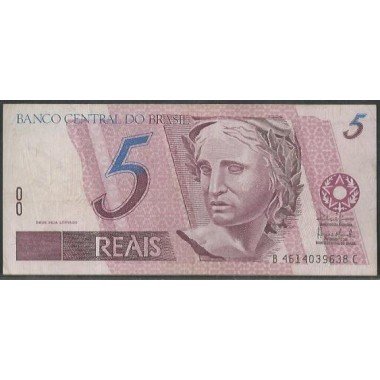 Brasil, 5 Reales ND1997- Firma 39 P244Ad