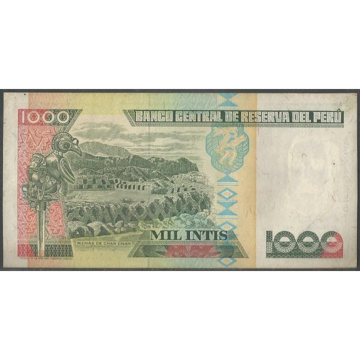 Peru 1.000 Intis 28 Jun 1988 P136b reverso
