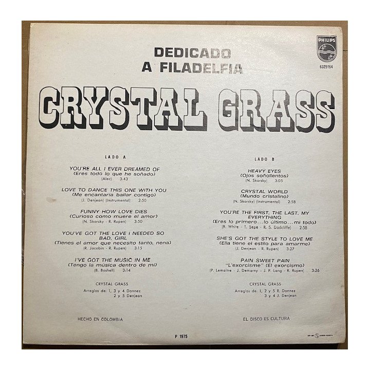 Crystal grass Dedicated to Philadelphia - Colombia 1975 reverso