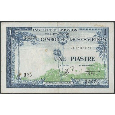 Cambodia - Laos - Vietnam, 1 Piastre ND1954 Firma 21 P105