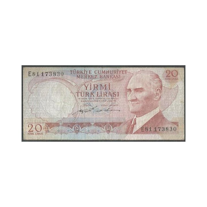 Turkya 20 Liras L1970 (1974) P187a