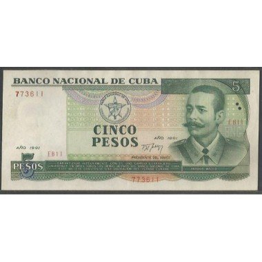 Cuba, 5 Pesos 1991 P108