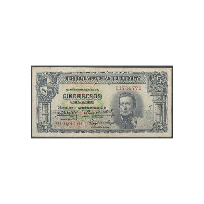 Uruguay, 5 Pesos L1939 Serie C P36b