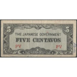 Filipinas Ocupacion Japonesa WWII 5 Centavos ND1942 PV P102a