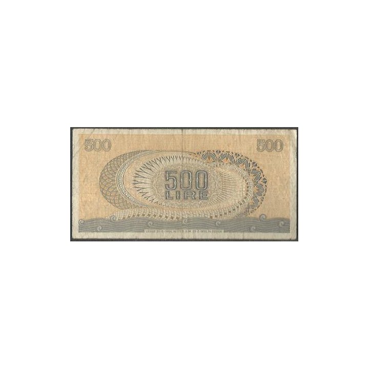 Italia 500 Liras 23 Feb 1970 P93a reverso