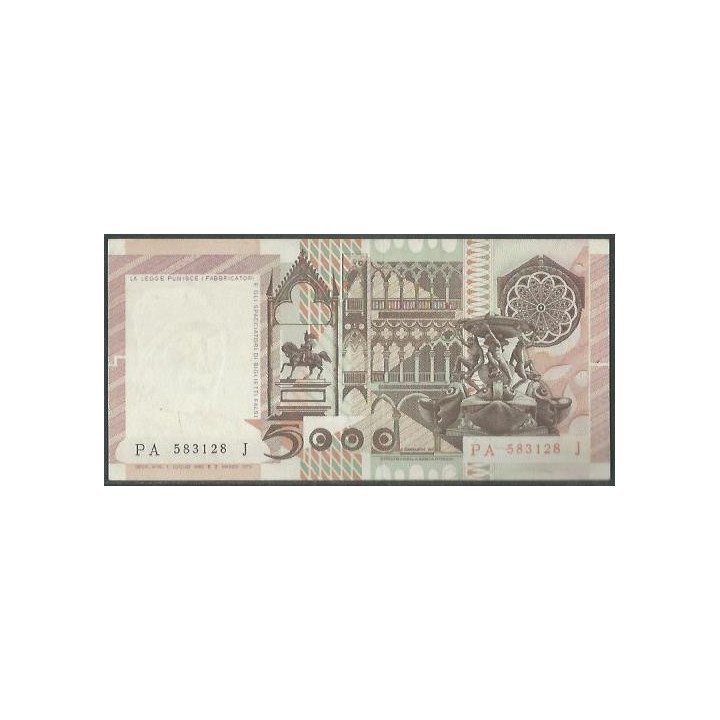 Italia 5.000 Liras 1 Jul 1980 P105b reverso