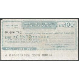Italia - La Banca Cattolica del Veneto 100 Lire 23 Mar 1976