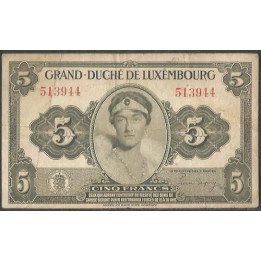 Luxemburgo 5 Francs ND1944 P43a