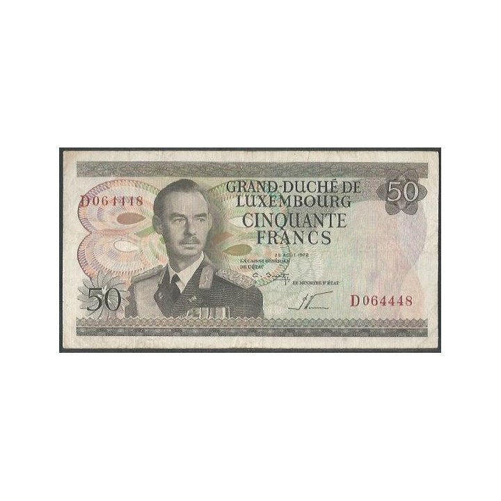 Luxemburgo 50 Francs 25 Ago 1972 P55b