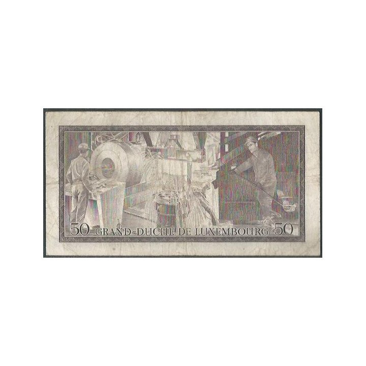 Luxemburgo 50 Francs 25 Ago 1972 P55b reverso