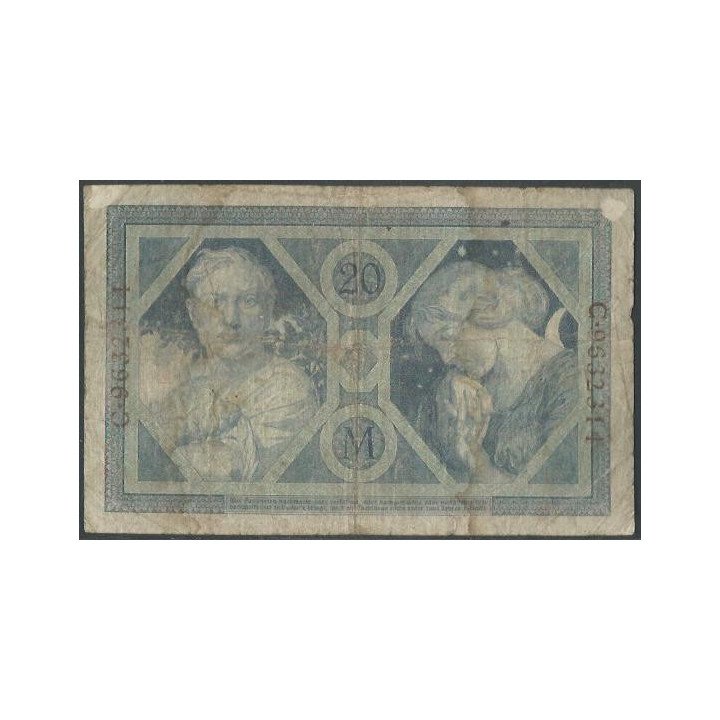 Alemania 20 Mark 4 Nov 1915 P63 reverso