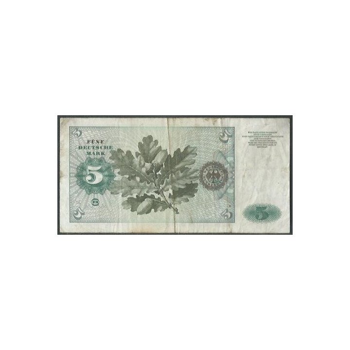 Alemania 5 Mark 2 Ene 1970 P18a reverso