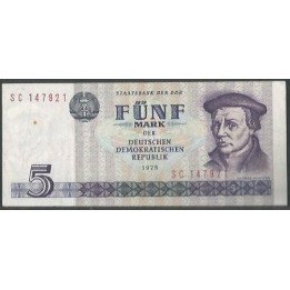 Alemania Democratica 5 Mark 1975 P27a