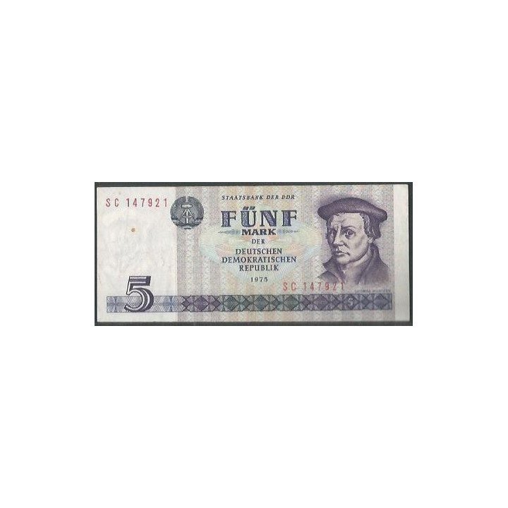 Alemania Democratica 5 Mark 1975 P27a
