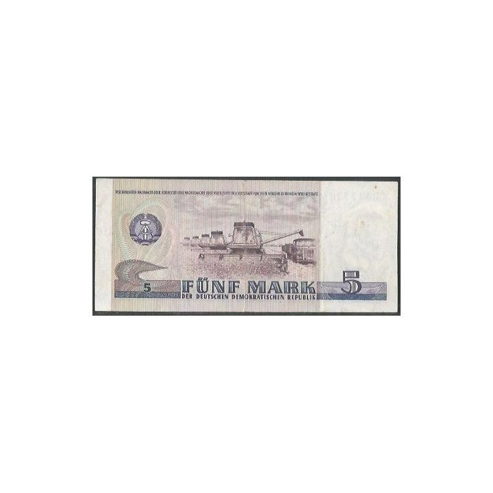 Alemania Democratica 5 Mark 1975 P27a reverso
