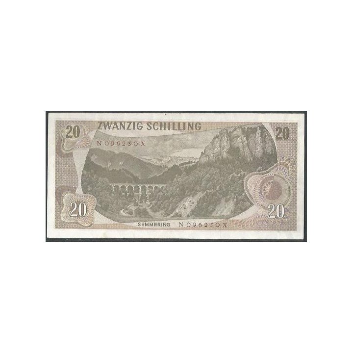 Austria 20 Schilling 2 Jul 1967 P142a reverso